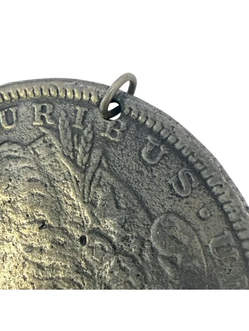 Vintage Coin Style Pendant Silvertone Reproduction Morgan Dollar Medallion Large